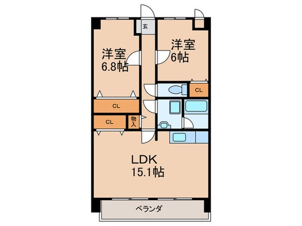 サンフラワー津福の物件間取画像